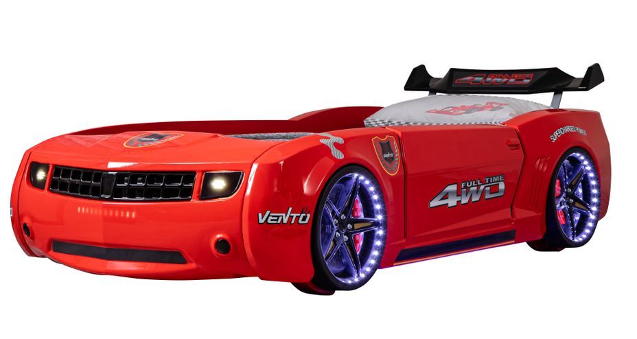 Lit voiture de course rouge avec led et bruitage Fusion 90x190 cm - Photo n°1