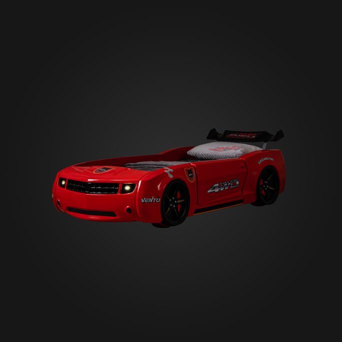 Lit voiture de course rouge avec phares Fusion 90x190 cm - Photo n°5