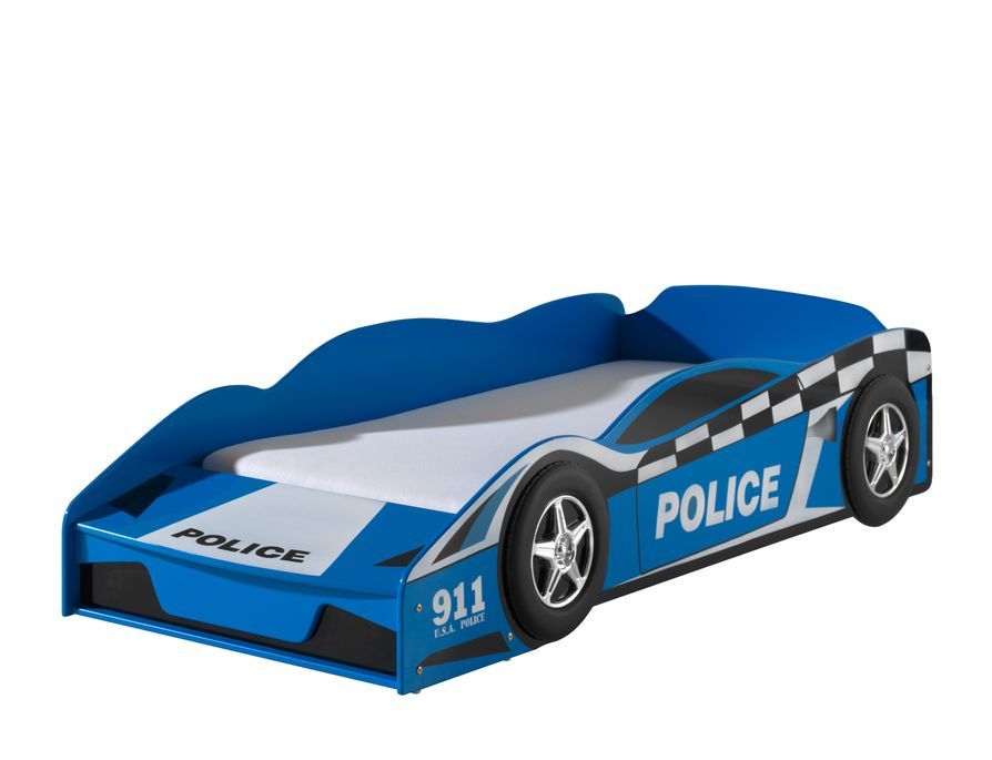 Lit voiture de police 70x140 cm bois bleu Todd - Photo n°2