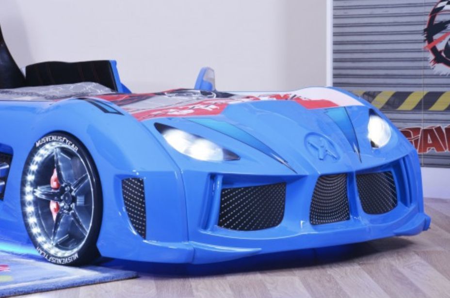Lit voiture de sport bleu à Led avec effets sonores Competition 90x190 cm - Photo n°5