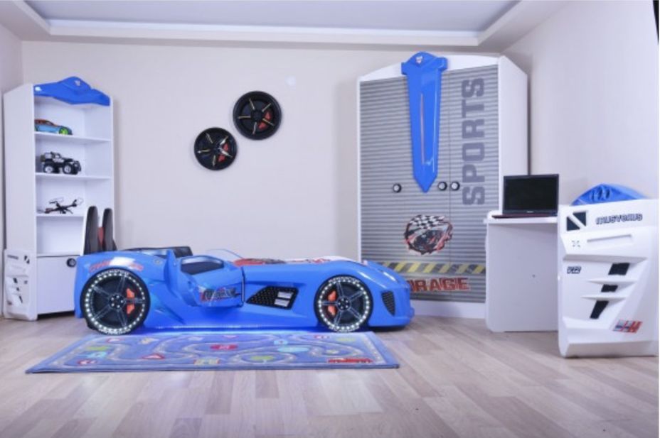 Lit voiture de sport bleu à Led avec effets sonores Competition 90x190 cm - Photo n°8