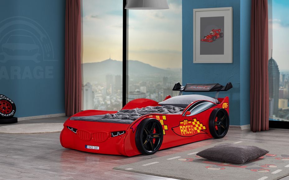 Lit voiture de sport rouge Racer 90x190 cm - Photo n°2