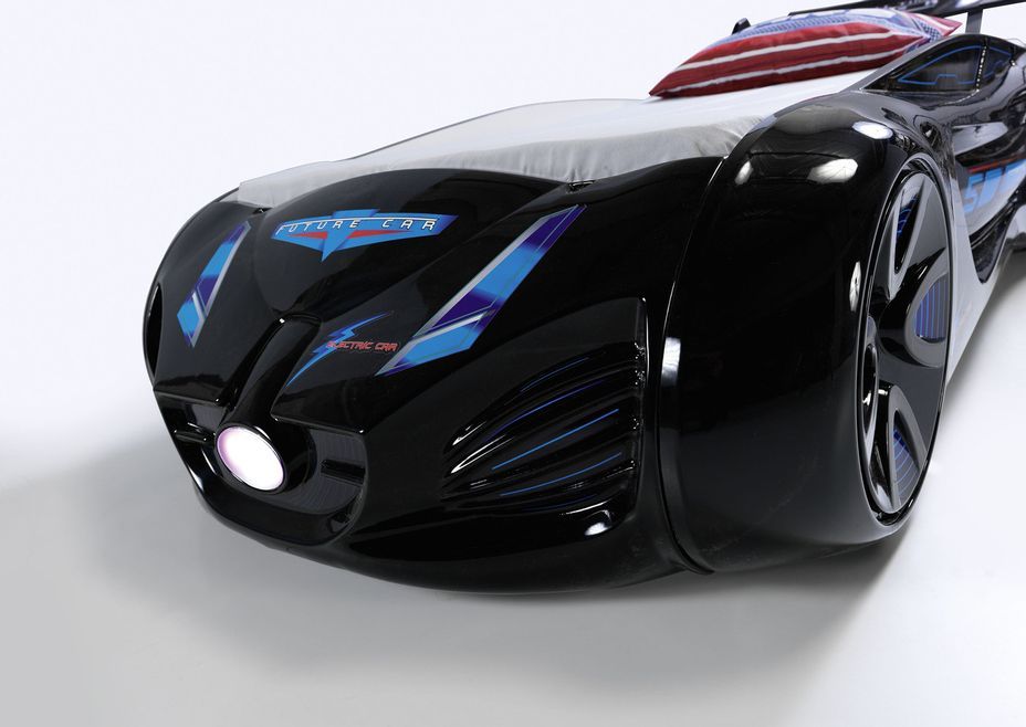Lit voiture enfant futuriste noir à Led avec effets sonores 90x190 cm - Photo n°2