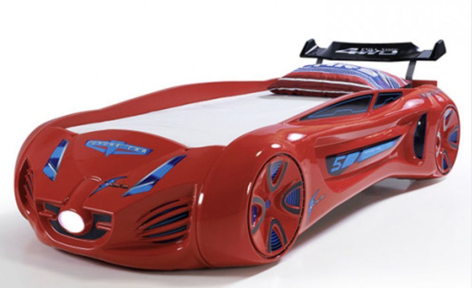 Lit voiture enfant futuriste rouge à Led avec effets sonores 90x190 cm - Photo n°1