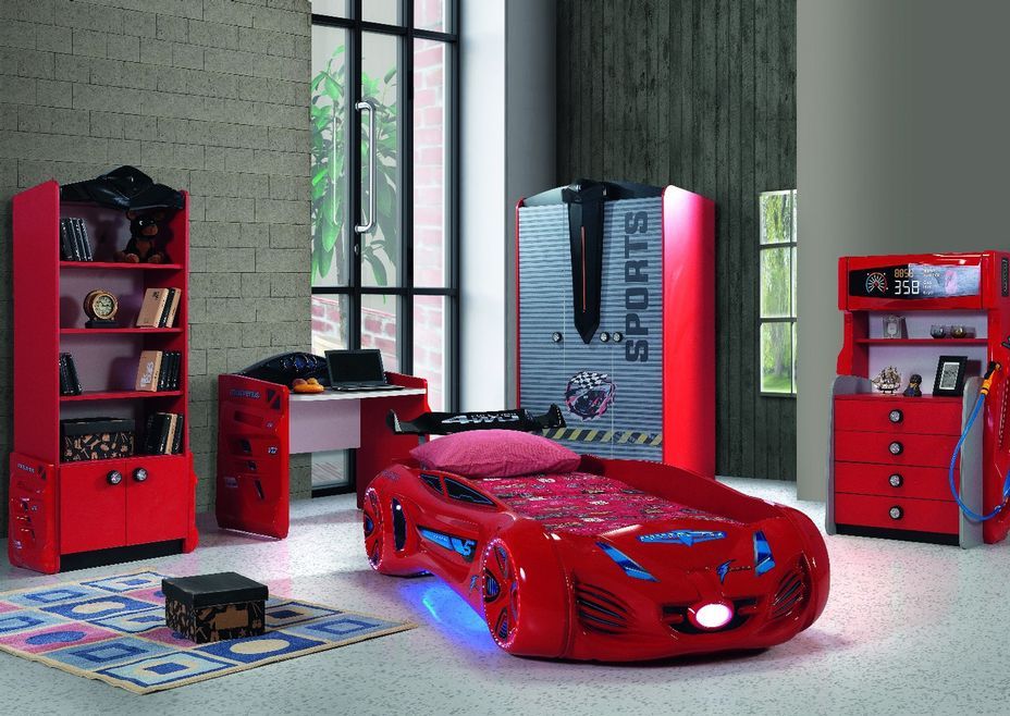 Lit voiture enfant futuriste rouge à Led avec effets sonores 90x190 cm - Photo n°4