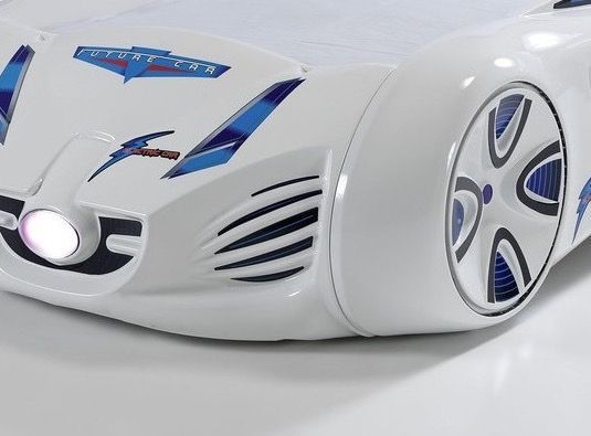 Lit voiture enfant futuriste blanche à Led avec effets sonores 90x190 cm - Photo n°3