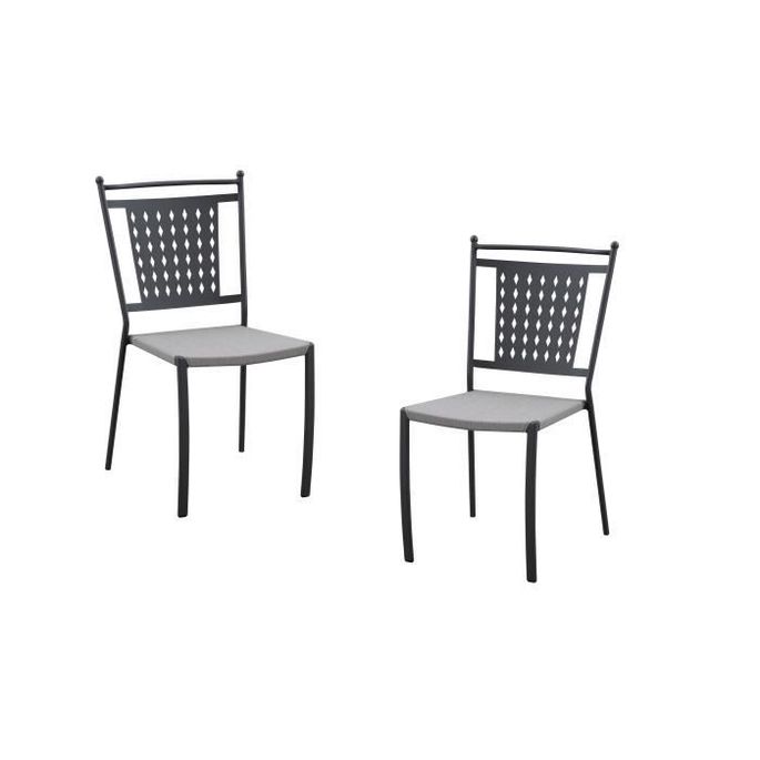 Lot de 2 chaises a manger de jardin - Style zellige - Acier thermolaqué + Textilene - 50 x 59 x 91 cm - Photo n°1