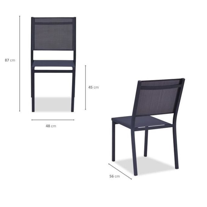 Lot de 2 chaises en aluminium - 48 x 56 x 87 cm - Gris - Photo n°4