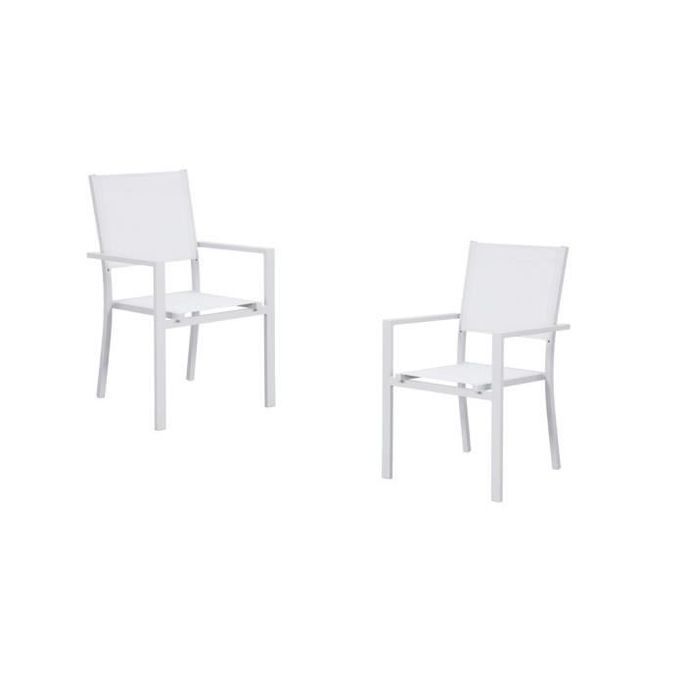 Lot de 2 fauteuils a manger de jardin - Aluminium - 54 x 57 x 88 cm - Photo n°1
