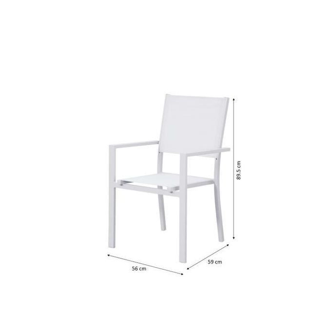 Lot de 2 fauteuils a manger de jardin - Aluminium - 54 x 57 x 88 cm - Photo n°3