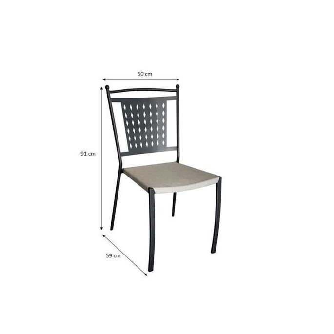 Lot de 4 chaises a manger de jardin - Style zellige - Acier thermolaqué + Textilene - 50 x 59 x 91 cm - Photo n°3