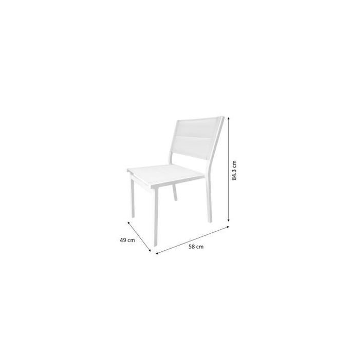 Lot de 4 chaises de jardin - Aluminium - 54 x 48 x 84 cm - Photo n°3