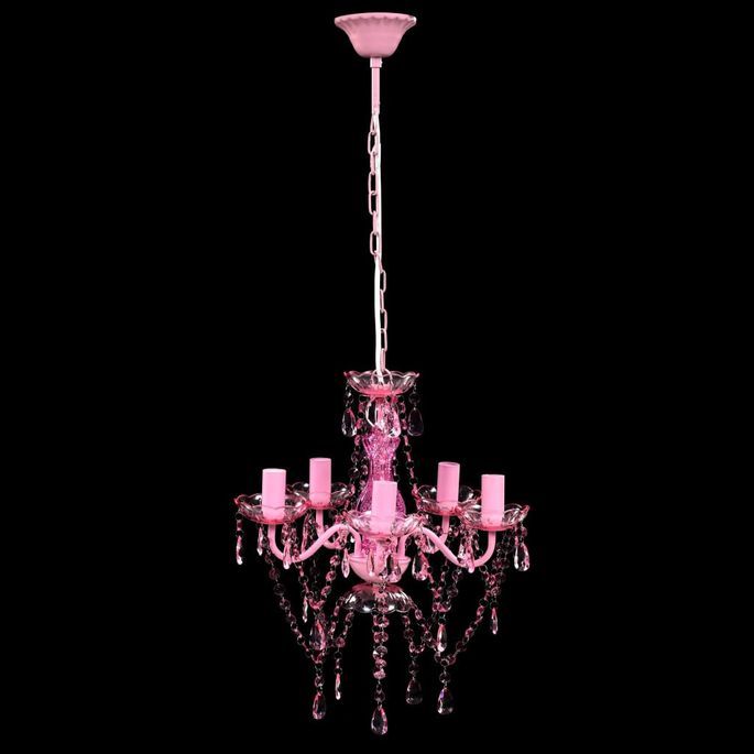 Lustre avec 5 ampoules Crystal rose - Photo n°2