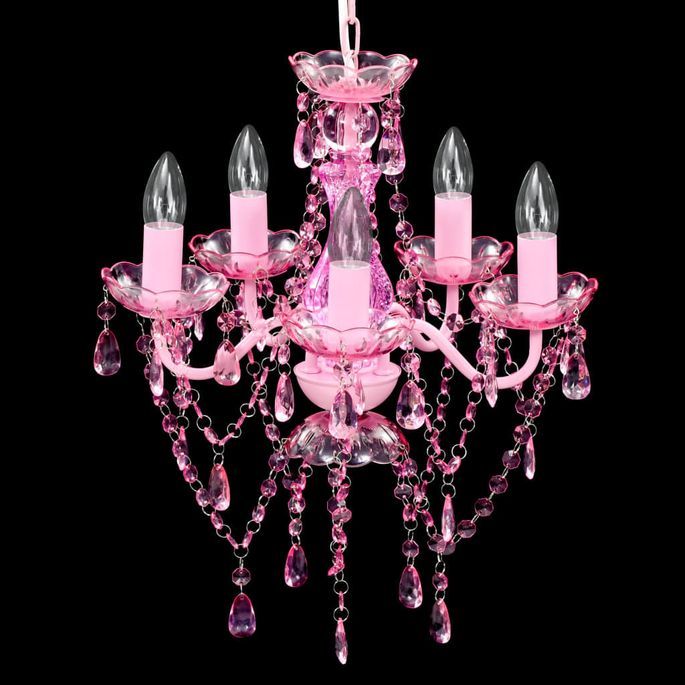 Lustre avec 5 ampoules Crystal rose - Photo n°3