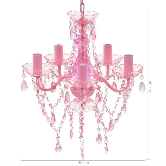Lustre avec 5 ampoules Crystal rose - Photo n°9
