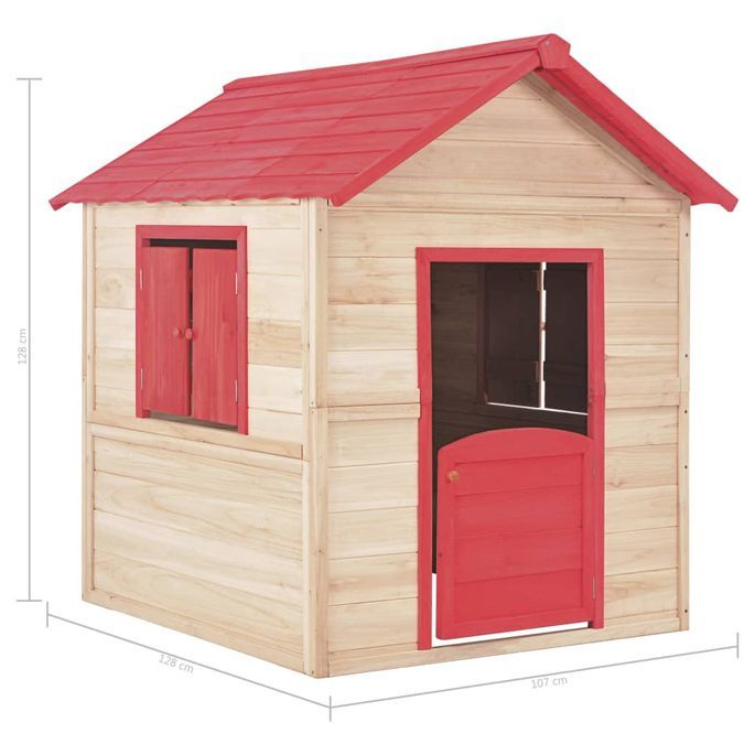 Maison de Jardin enfant bois naturel et rouge Joyka - Photo n°9