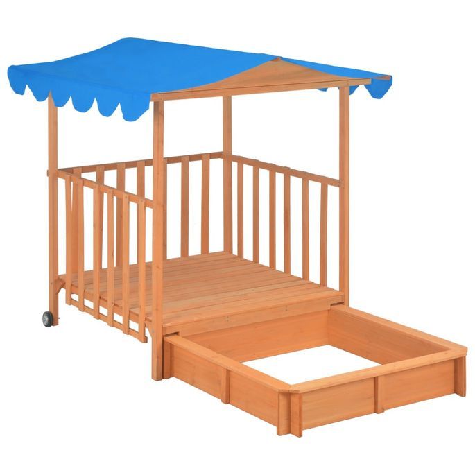 Maison de jeu d'enfants et bac à sable Bois de sapin Bleu UV50 - Photo n°5