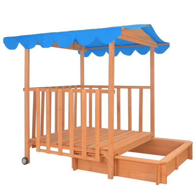 Maison de jeu d'enfants et bac à sable Bois de sapin Bleu UV50 - Photo n°6