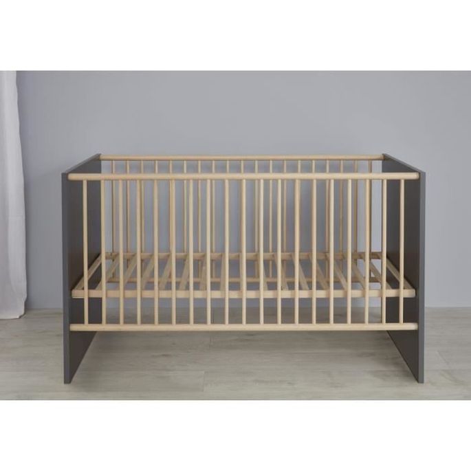 Mats Chambre Bebe Complete Lit 70 140cm Commode Armoire Gris Anthracite Lestendances Fr