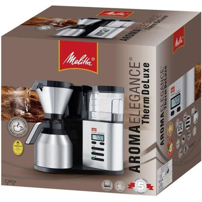 MELITTA 1012-06 Cafetiere Aroma Elegance Therm DeLuxe 1012-06 Noir/Acier brossé - Photo n°4