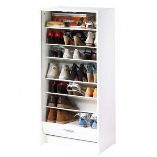 Meuble à chaussures blanc rideau bottines 21 paires Shoot 58 cm 2 - Photo n°2