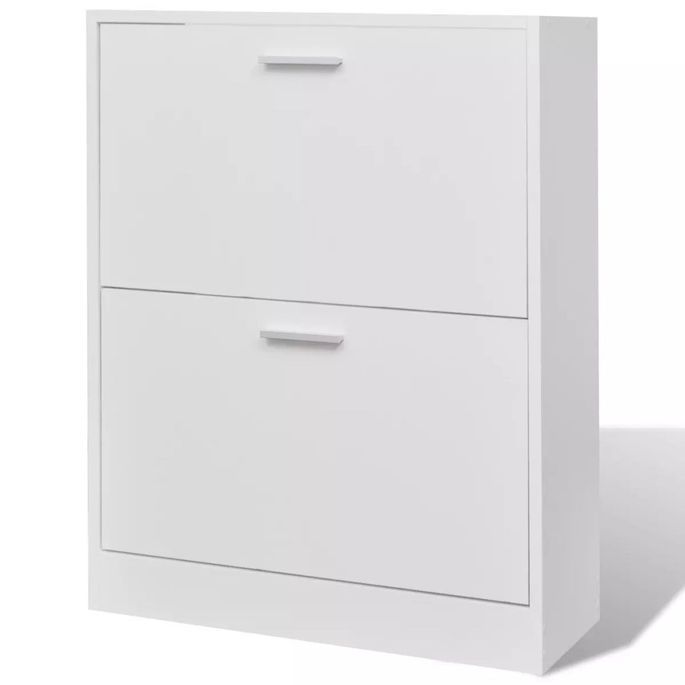 Meuble à chaussures en bois avec 2 compartiments Blanc - Photo n°2