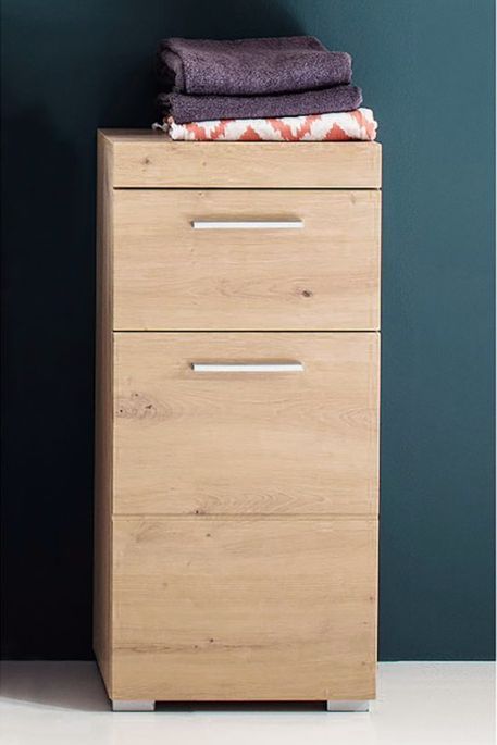 Meuble bas chêne clair 1 porte 1 tiroir Kelia 37 cm - Photo n°4