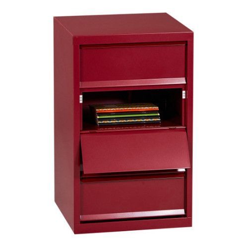 Meuble de rangement 4 cases métal rouge nacré Lebo - Photo n°2