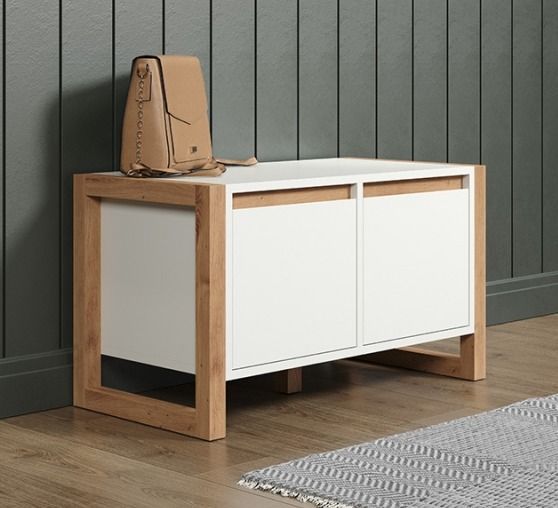 Les Tendances Meuble de rangement blanc et bois clair DakotaGD