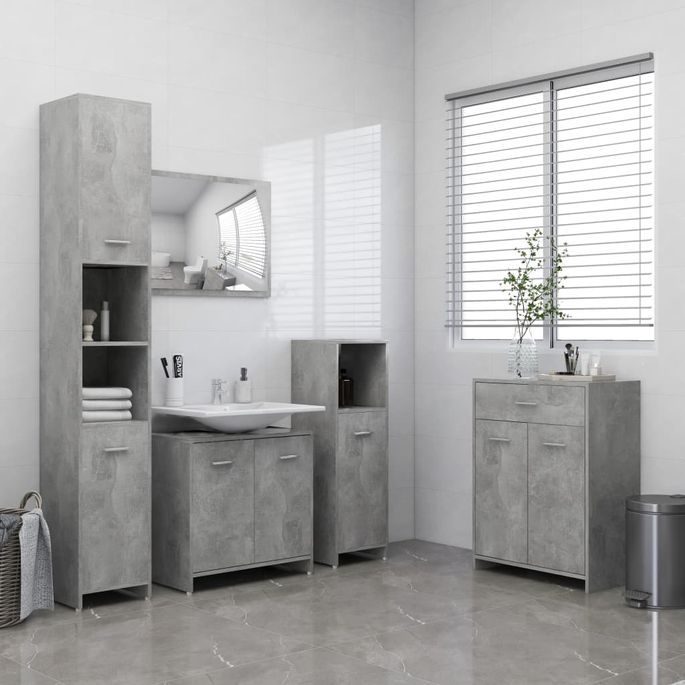 Meuble de rangement Gris béton 60x33x80 cm - Photo n°5