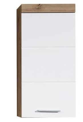 Meuble haut blanc brillant et chêne noueux 1 porte Kelia 37 cm - Photo n°4
