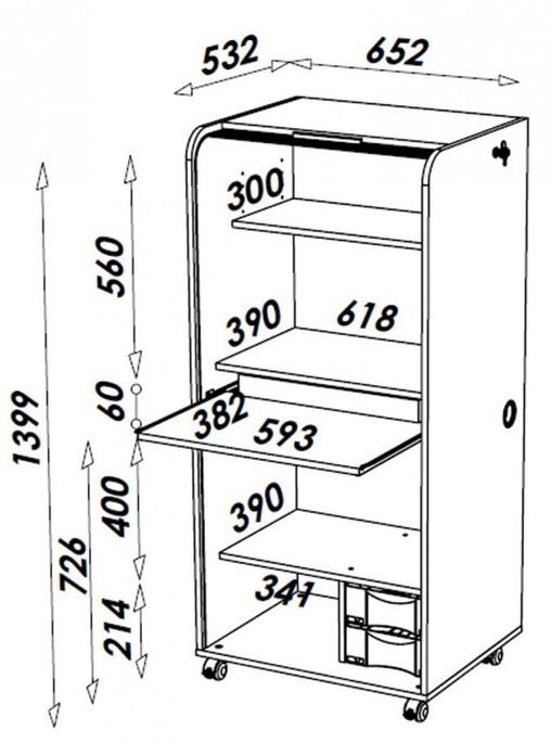 Meuble informatique à rideau noir imprimé bambous Orga 140 cm - Photo n°5