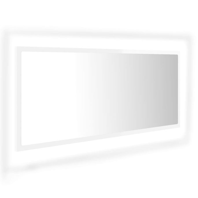 Miroir à LED de bain Blanc brillant 100x8,5x37 cm - Photo n°1