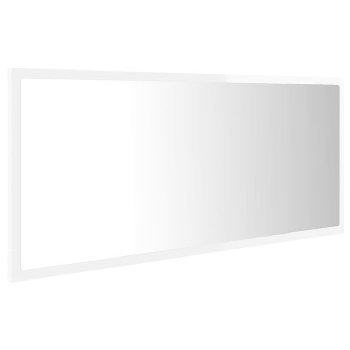 Miroir à LED de bain Blanc brillant 100x8,5x37 cm - Photo n°6