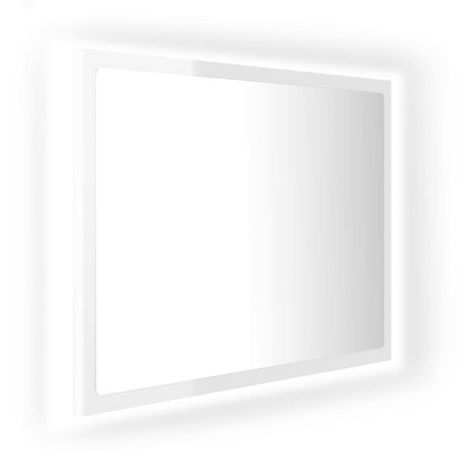Miroir à LED de bain Blanc brillant 60x8,5x37 cm - Photo n°1