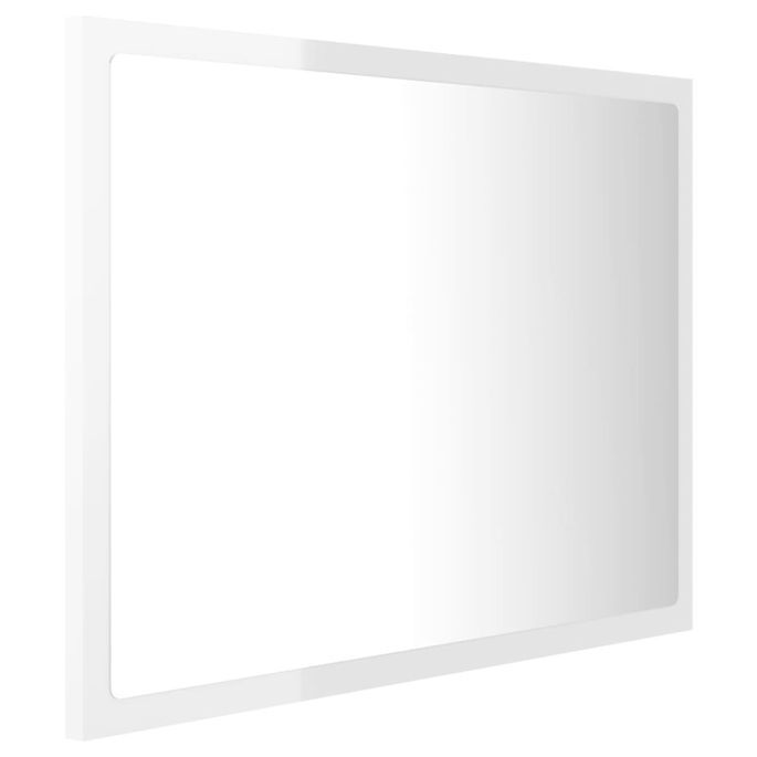 Miroir à LED de bain Blanc brillant 60x8,5x37 cm - Photo n°7