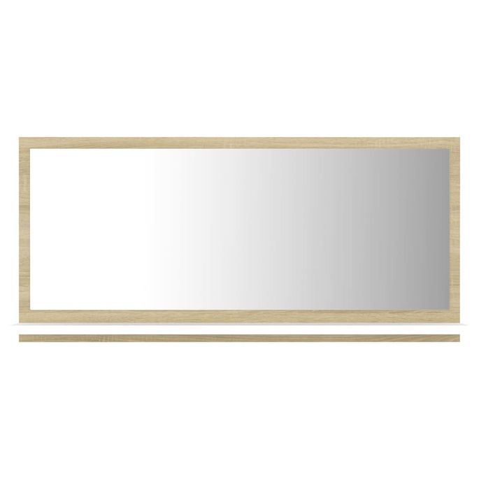Miroir de bain Blanc et chêne sonoma 80x10,5x37 cm - Photo n°3