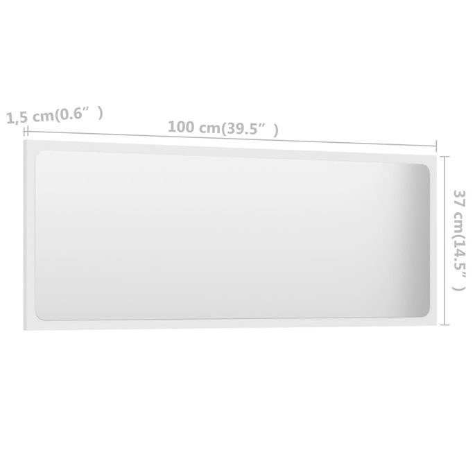 Miroir de salle de bain Blanc 100x1,5x37 cm - Photo n°5