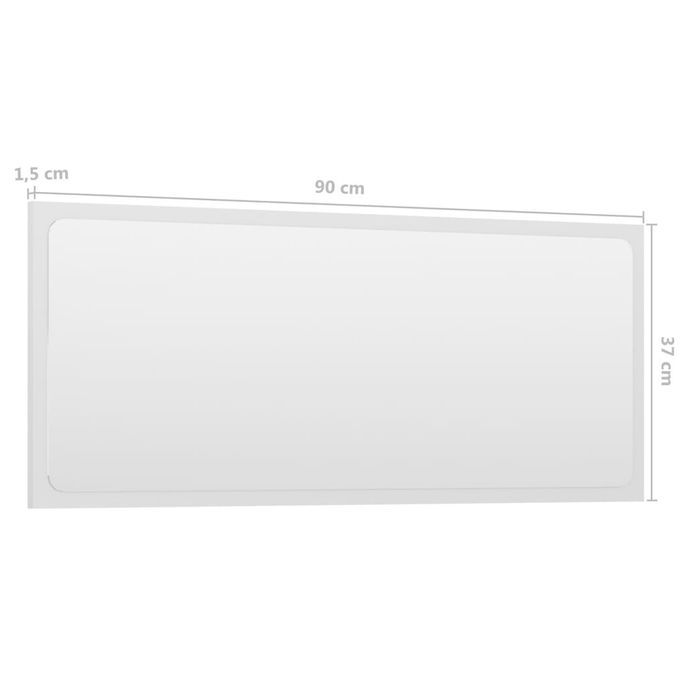 Miroir de salle de bain Blanc brillant 90x1,5x37 cm - Photo n°5