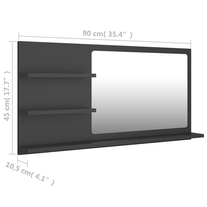 Miroir de salle de bain Gris 90x10,5x45 cm - Photo n°7