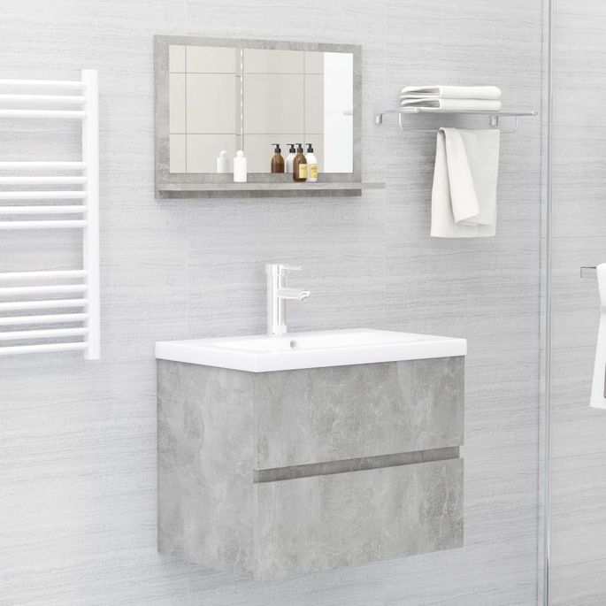 Miroir de salle de bain Gris béton 60x10,5x37 cm - Photo n°4