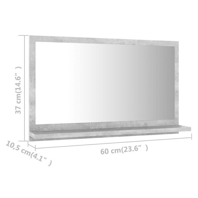 Miroir de salle de bain Gris béton 60x10,5x37 cm - Photo n°7