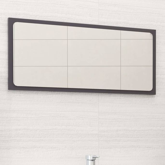 Miroir de salle de bain Gris brillant 80x1,5x37 cm - Photo n°2