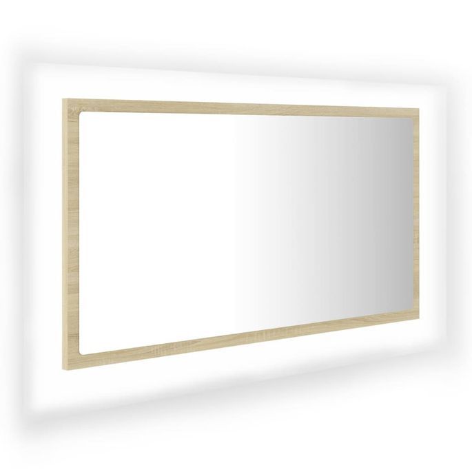 Miroir LED de salle de bain Chêne sonoma 80x8,5x37 cm - Photo n°3