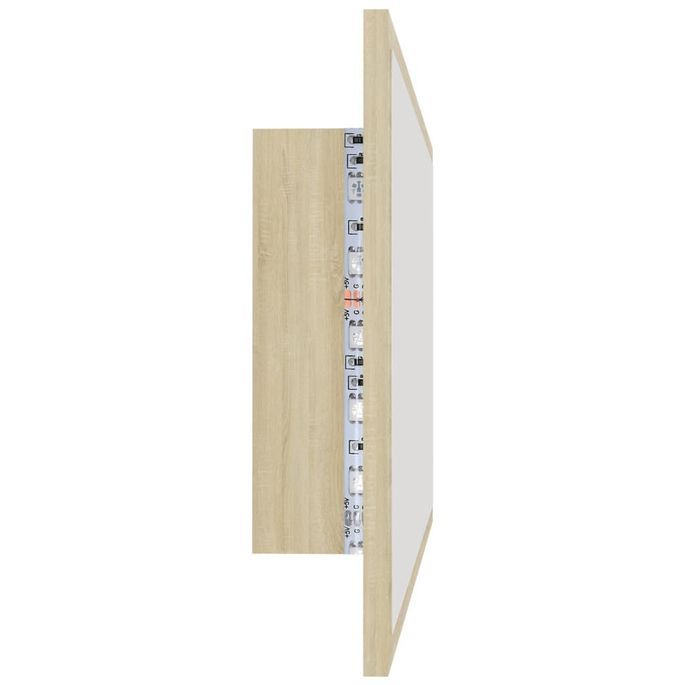 Miroir LED de salle de bain Chêne sonoma 80x8,5x37 cm - Photo n°8