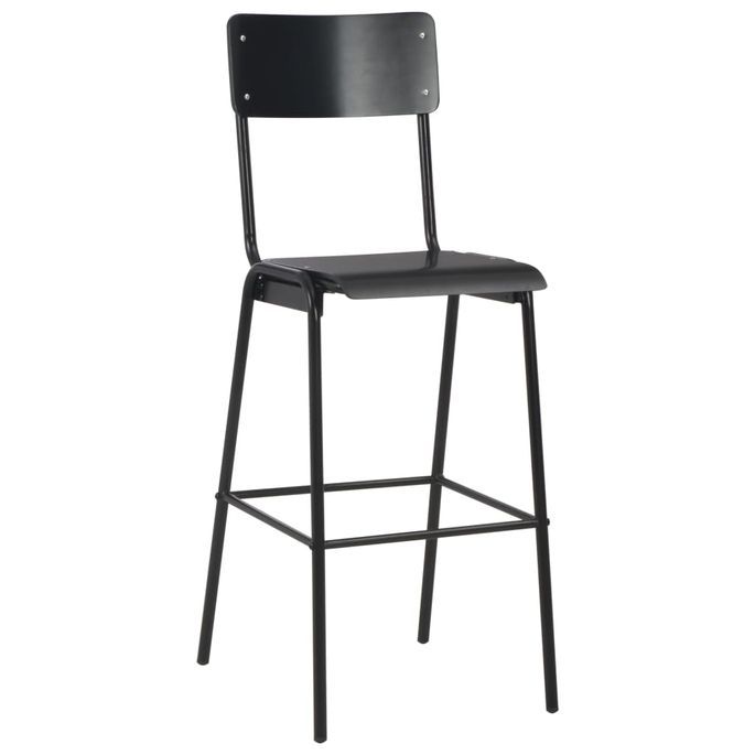 Mobilier de bar 3 pcs Acier Noir 3 - Photo n°9