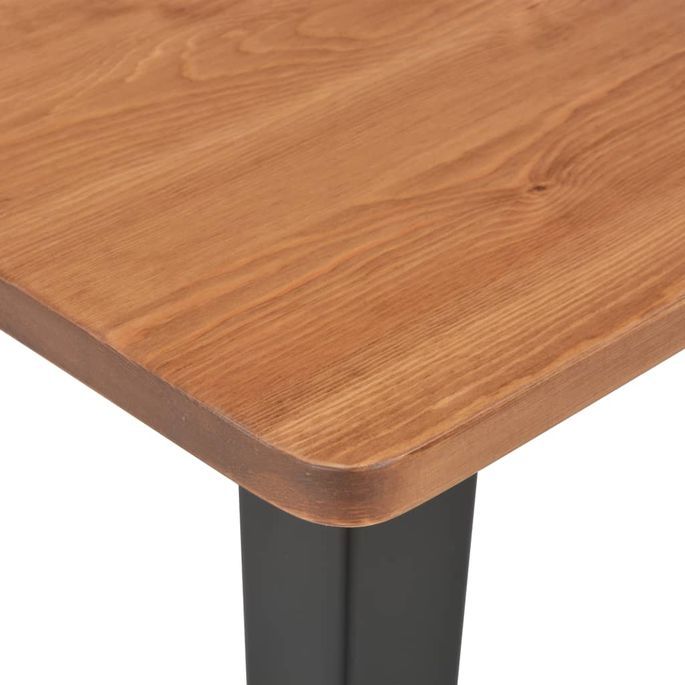 Mobilier de bar 3 pcs Acier Noir et marron - Photo n°4