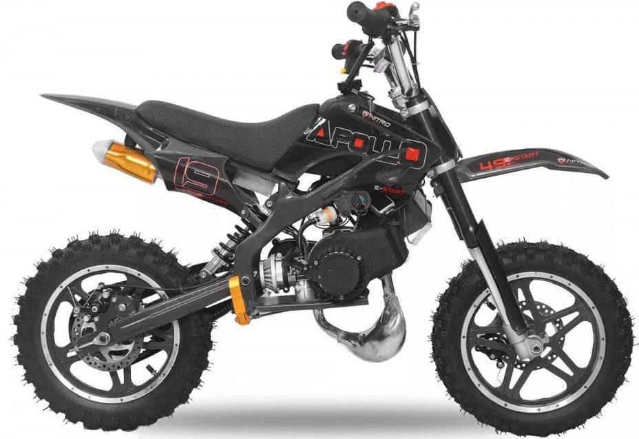 Moto cross enfant 49cc 10/10 Apollo noir - 55 km/h - Photo n°1