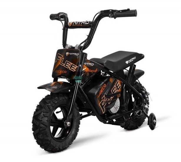 Moto électrique avec roues stabilisatrices Flee 300W 24V orange - Photo n°1