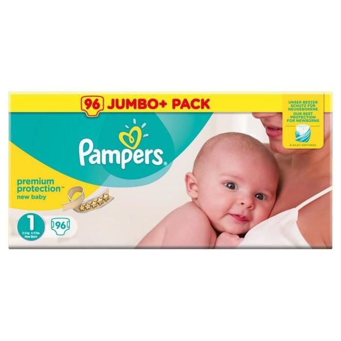 - Jumbo+ Pack x96 couches Couches Taille 1 New Baby 2-5 kg Pampers 
